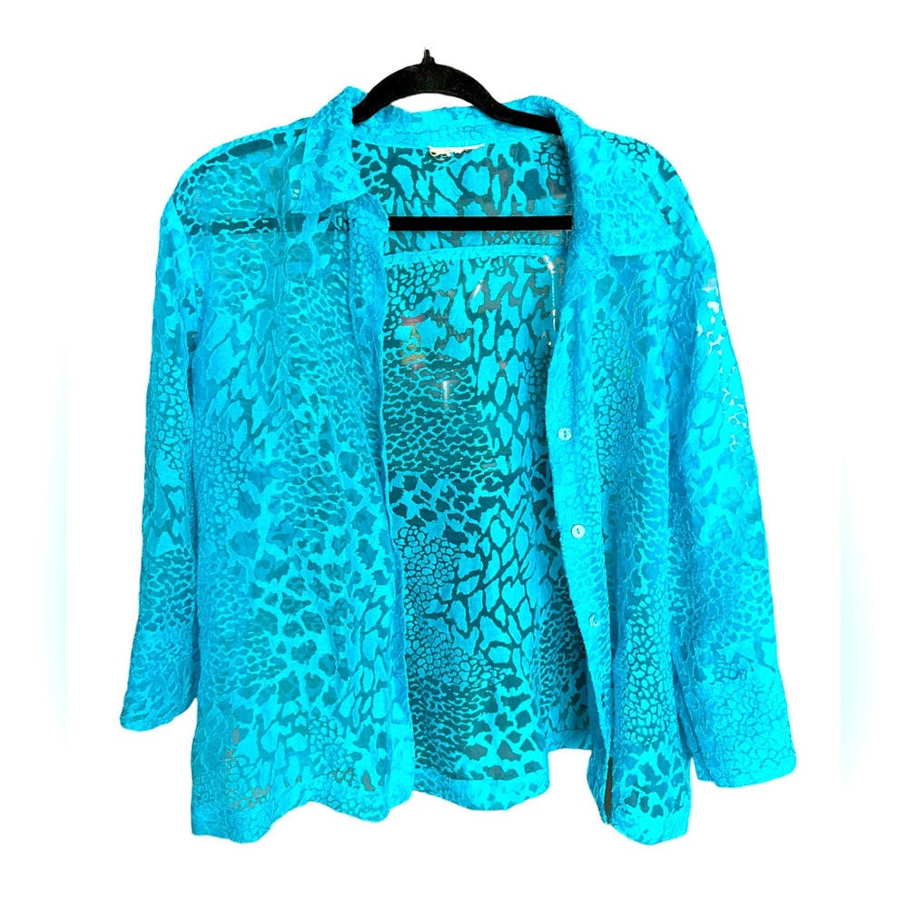 Blue cover-up/button-down